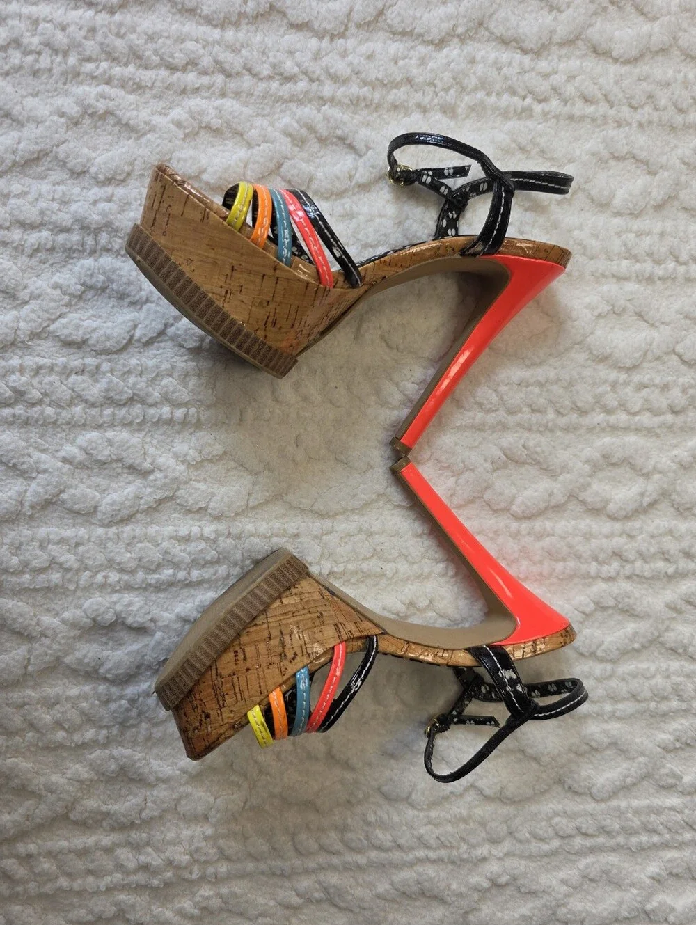 Jessica Simpson Rainbow Cork Platform Heels Size 6
